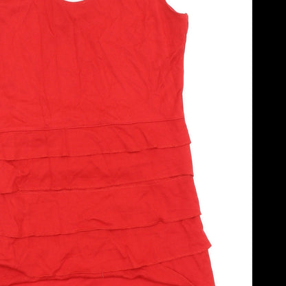 H&M Womens Red Viscose Bodycon Size L Scoop Neck Pullover