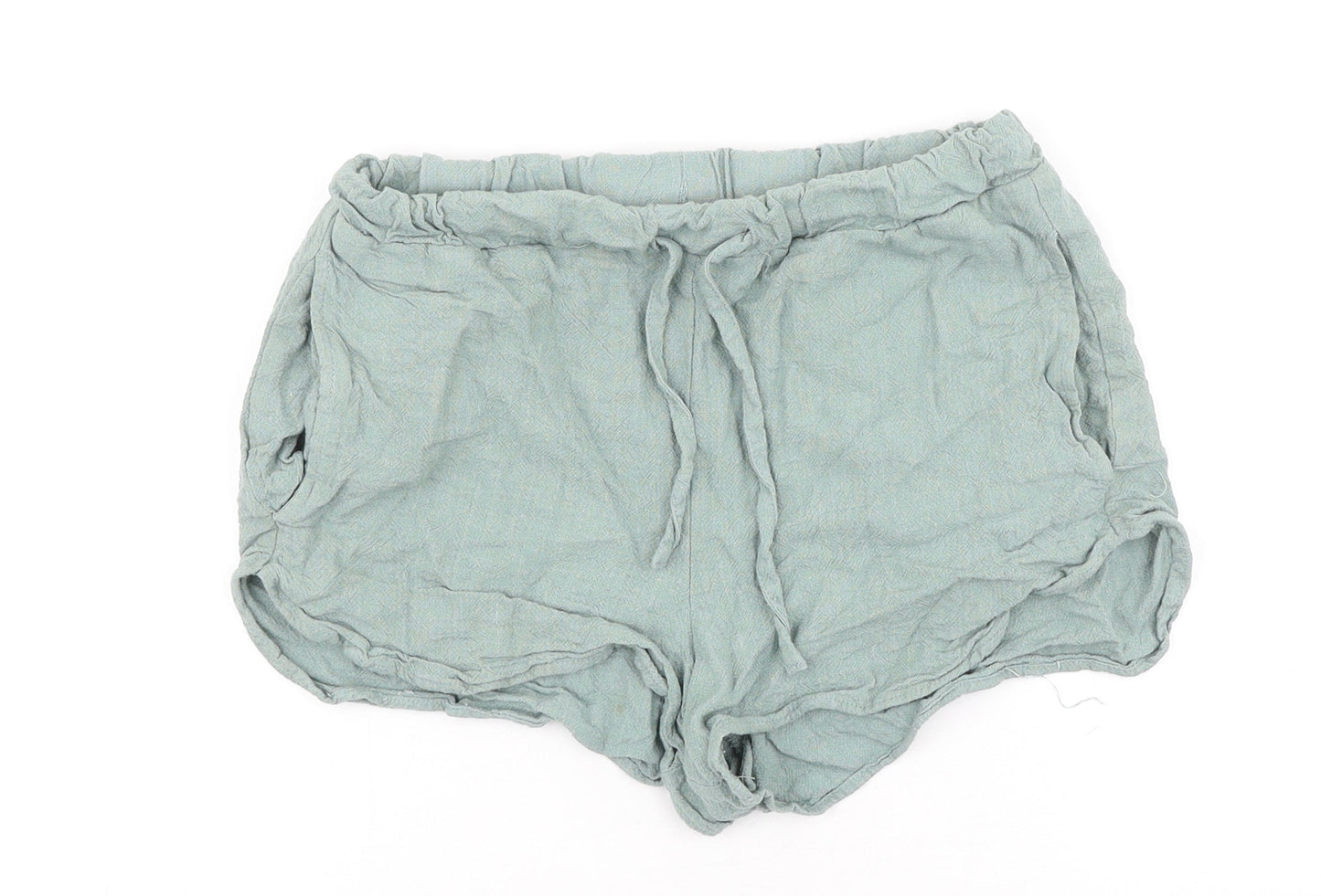 Primark Womens Green Viscose Hot Pants Shorts Size 6 Regular Tie