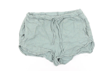 Primark Womens Green Viscose Hot Pants Shorts Size 6 Regular Tie