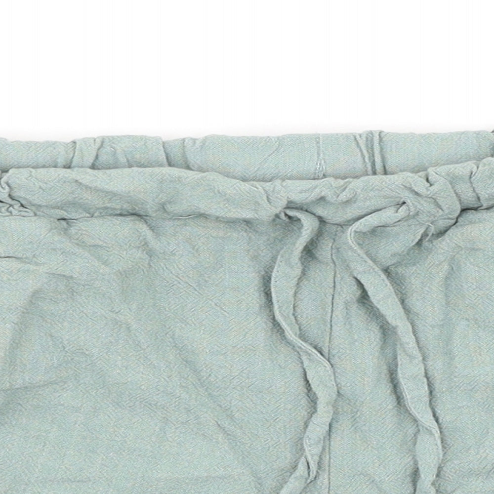 Primark Womens Green Viscose Hot Pants Shorts Size 6 Regular Tie