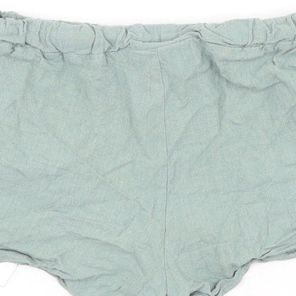 Primark Womens Green Viscose Hot Pants Shorts Size 6 Regular Tie