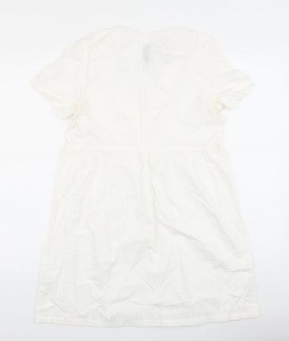 H&M Womens White Viscose A-Line Size S Collared Pullover