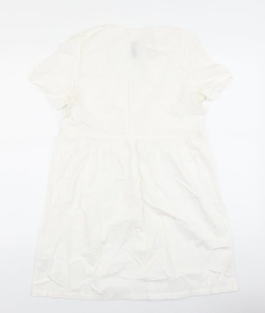 H&M Womens White Viscose A-Line Size S Collared Pullover