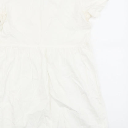 H&M Womens White Viscose A-Line Size S Collared Pullover