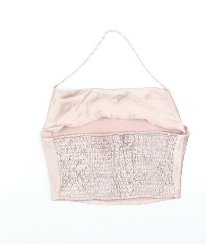 SheIn Womens Pink Polyester Cropped Tank Size S Cowl Neck