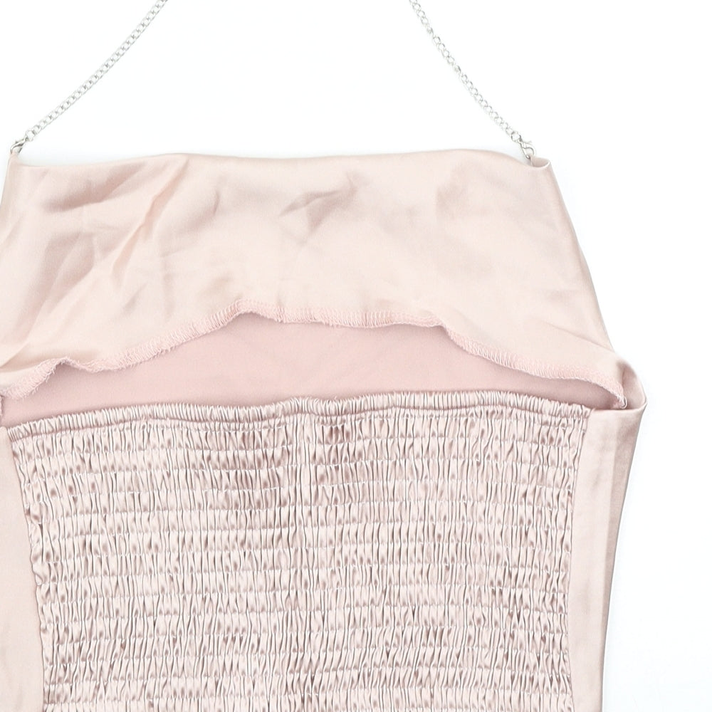 SheIn Womens Pink Polyester Cropped Tank Size S Cowl Neck