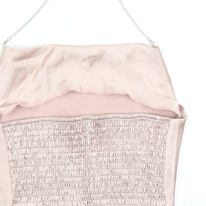 SheIn Womens Pink Polyester Cropped Tank Size S Cowl Neck