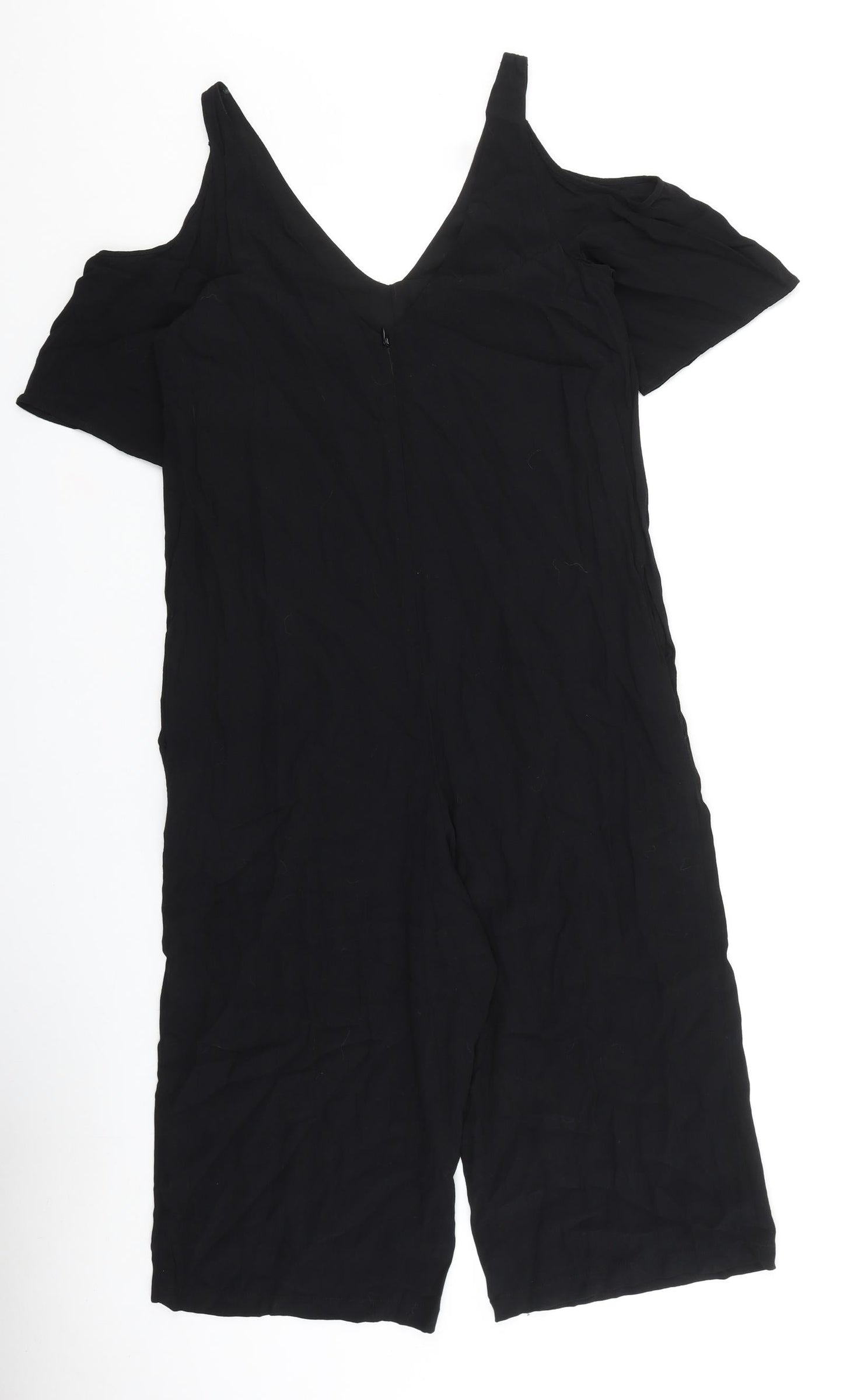 Topshop Womens Black Viscose Jumpsuit One-Piece Size 6 L16 in Zip