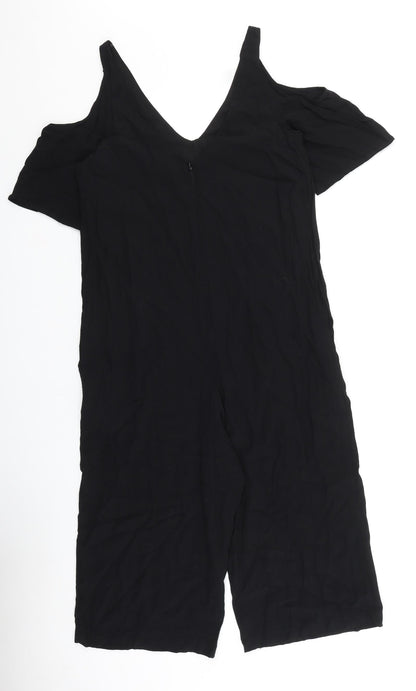 Topshop Womens Black Viscose Jumpsuit One-Piece Size 6 L16 in Zip