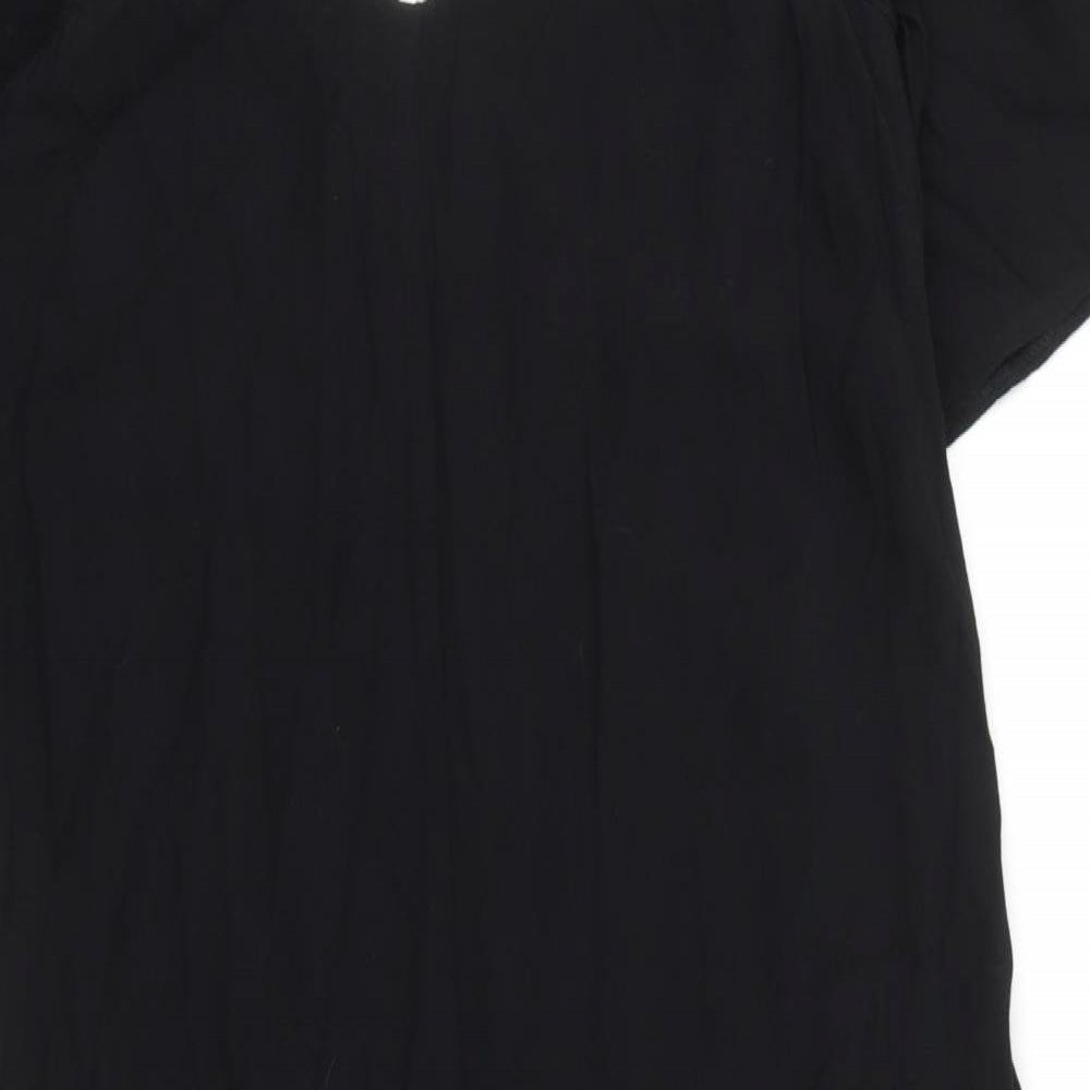 Topshop Womens Black Viscose Jumpsuit One-Piece Size 6 L16 in Zip