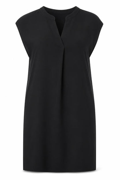 Papaya Womens Black Polyester Shift Size 14 V-Neck Pullover