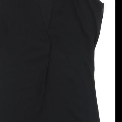 Papaya Womens Black Polyester Shift Size 14 V-Neck Pullover
