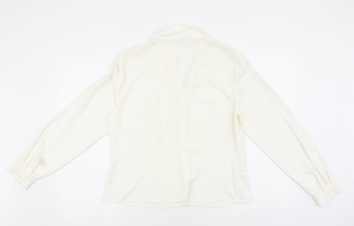 CC Womens Ivory Polyester Basic Button-Up Size 14 Collared