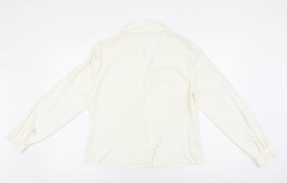CC Womens Ivory Polyester Basic Button-Up Size 14 Collared
