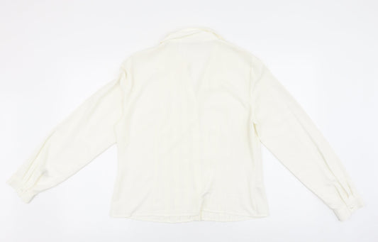CC Womens Ivory Polyester Basic Button-Up Size 14 Collared