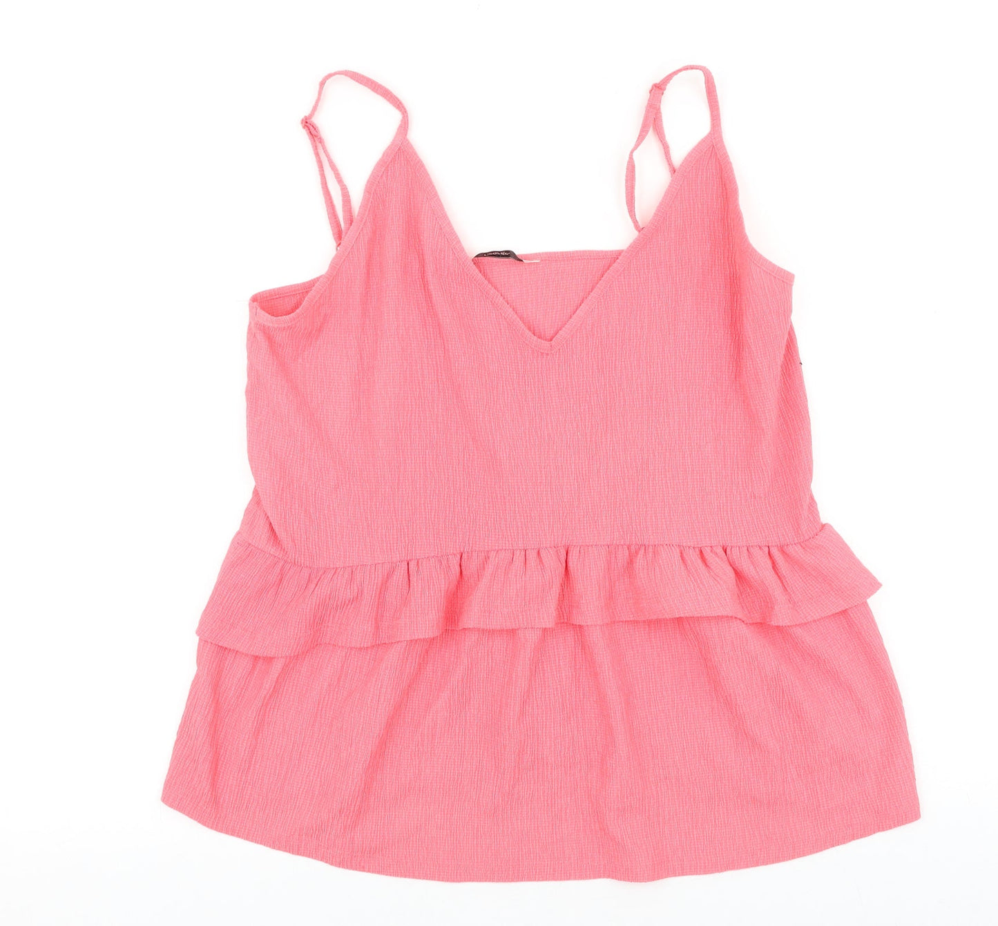 George Womens Pink Polyester Basic Blouse Size 12 V-Neck