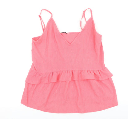 George Womens Pink Polyester Basic Blouse Size 12 V-Neck