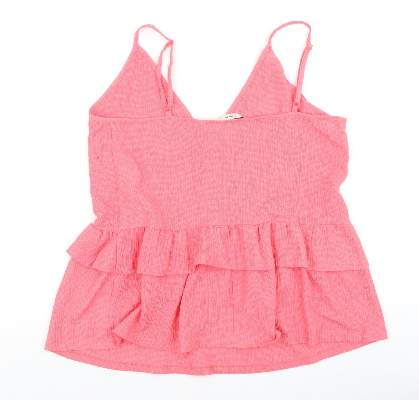 George Womens Pink Polyester Basic Blouse Size 12 V-Neck