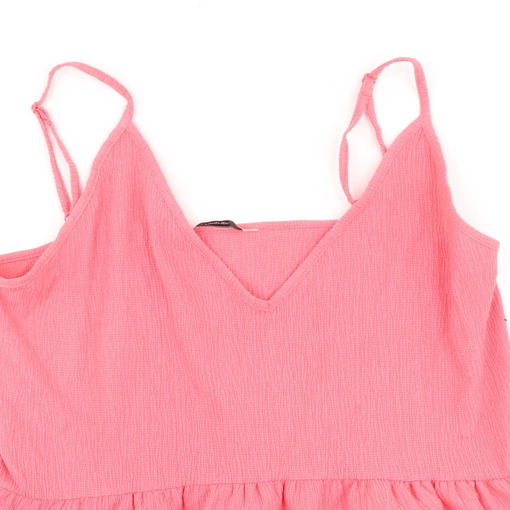 George Womens Pink Polyester Basic Blouse Size 12 V-Neck