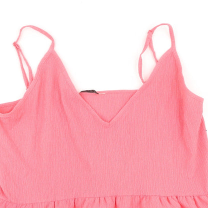 George Womens Pink Polyester Basic Blouse Size 12 V-Neck