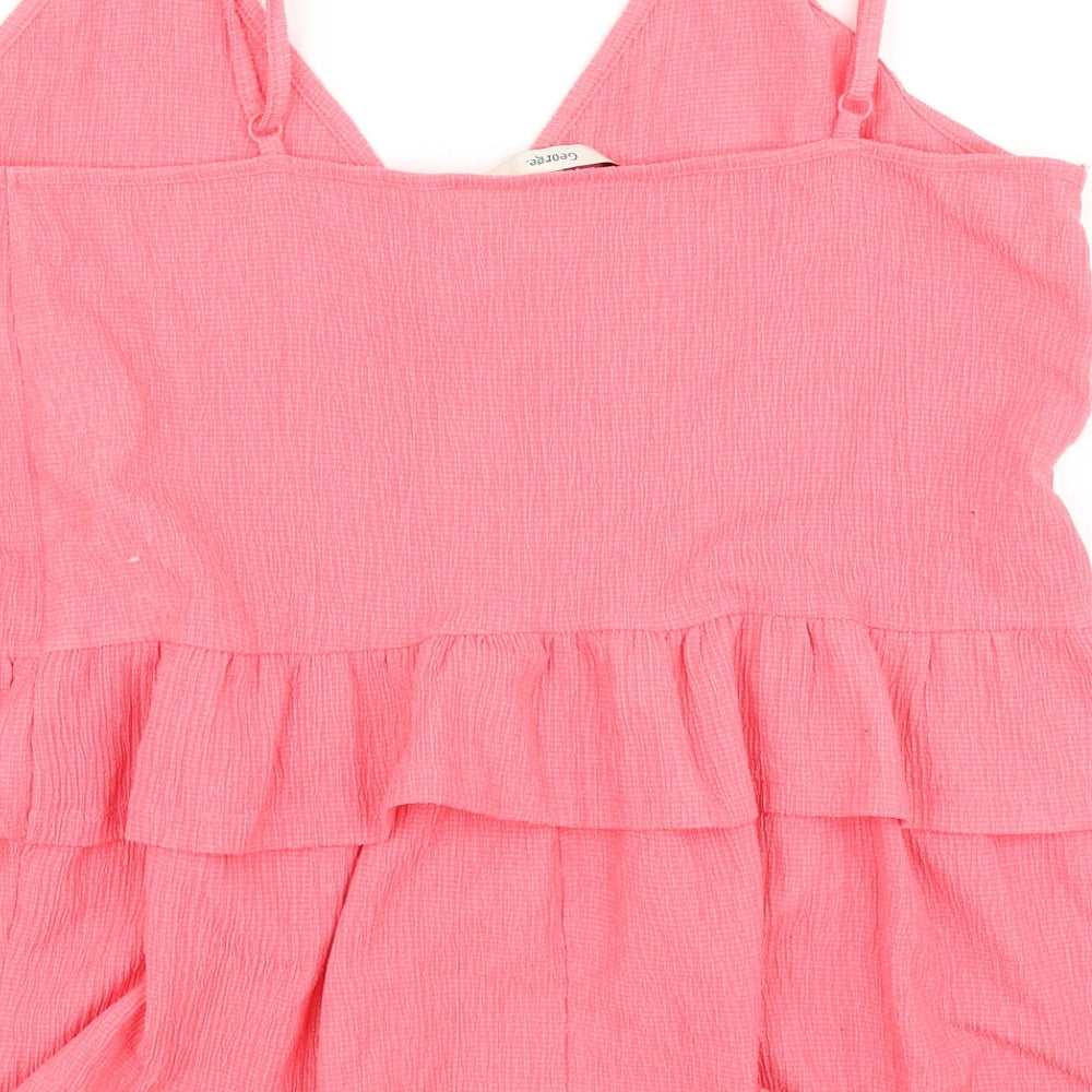 George Womens Pink Polyester Basic Blouse Size 12 V-Neck