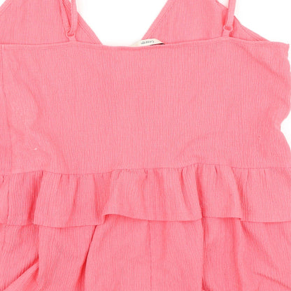 George Womens Pink Polyester Basic Blouse Size 12 V-Neck