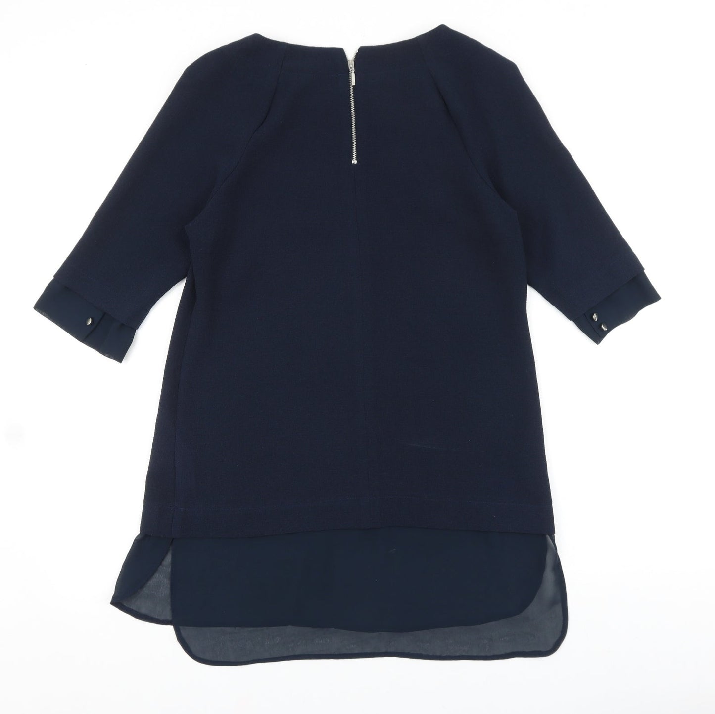 NEXT Womens Blue Viscose Sheath Size 8 Round Neck Zip