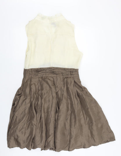 Fumblin Foe Womens Brown Polyester Fit & Flare Size L V-Neck Button