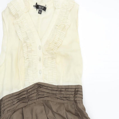 Fumblin Foe Womens Brown Polyester Fit & Flare Size L V-Neck Button