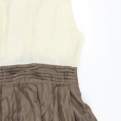 Fumblin Foe Womens Brown Polyester Fit & Flare Size L V-Neck Button