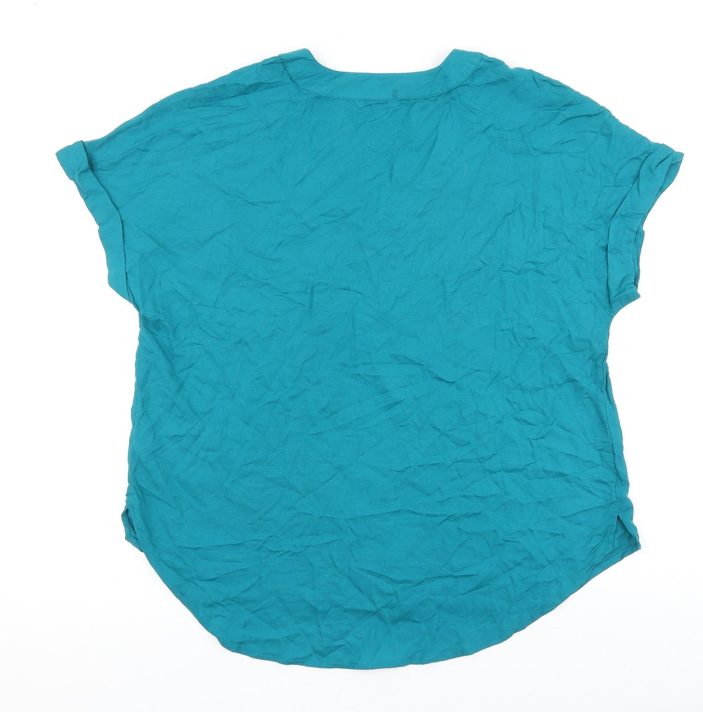 Matalan Womens Blue Viscose Basic Blouse Size 8 V-Neck