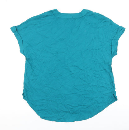 Matalan Womens Blue Viscose Basic Blouse Size 8 V-Neck