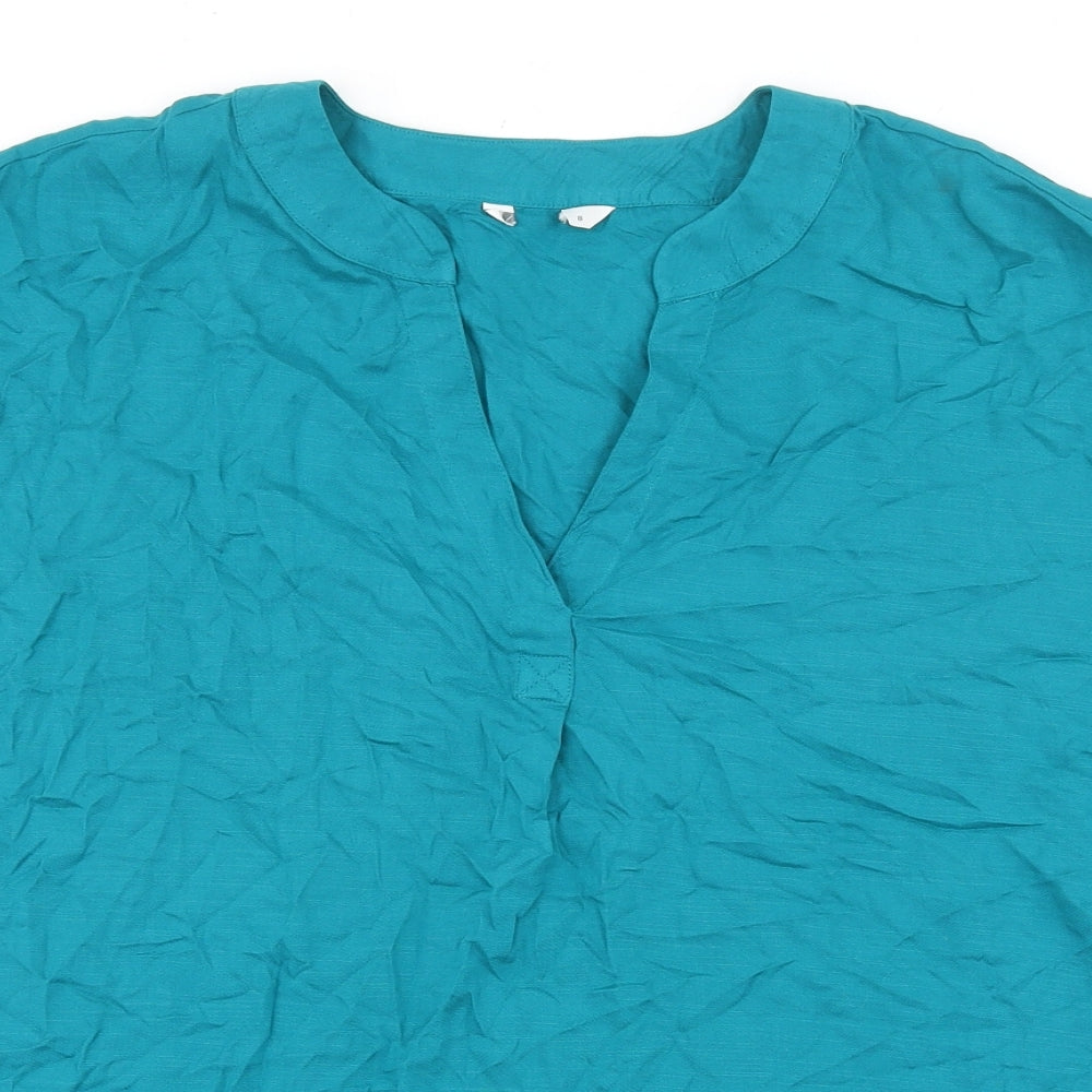 Matalan Womens Blue Viscose Basic Blouse Size 8 V-Neck