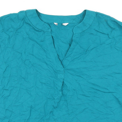 Matalan Womens Blue Viscose Basic Blouse Size 8 V-Neck