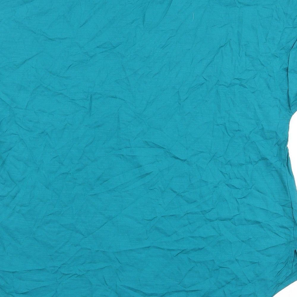 Matalan Womens Blue Viscose Basic Blouse Size 8 V-Neck