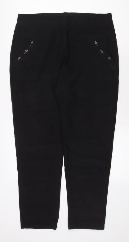 Womens UK Size 4XL Preworn Regular Fit  Black Trousers
