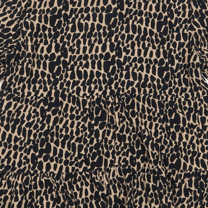 F&F Womens Beige Geometric Viscose Basic Blouse Size 8 V-Neck