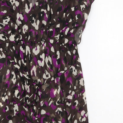 Debenhams Womens Brown Geometric Polyester Mini Size 8 V-Neck Tie