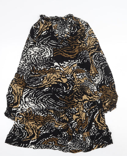 NEXT Womens Black Geometric Viscose A-Line Size 10 V-Neck Pullover