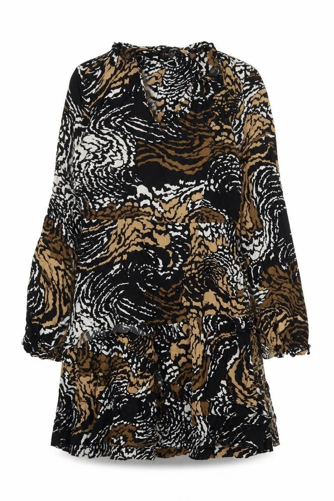 NEXT Womens Black Geometric Viscose A-Line Size 10 V-Neck Pullover