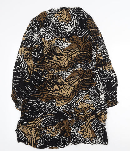 NEXT Womens Black Geometric Viscose A-Line Size 10 V-Neck Pullover