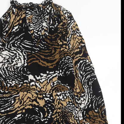 NEXT Womens Black Geometric Viscose A-Line Size 10 V-Neck Pullover