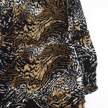 NEXT Womens Black Geometric Viscose A-Line Size 10 V-Neck Pullover