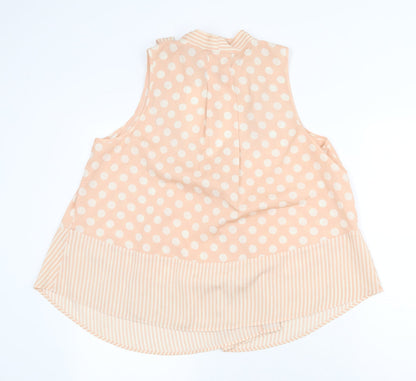 Love 21 Womens Pink Geometric Polyester Basic Tank Size L V-Neck