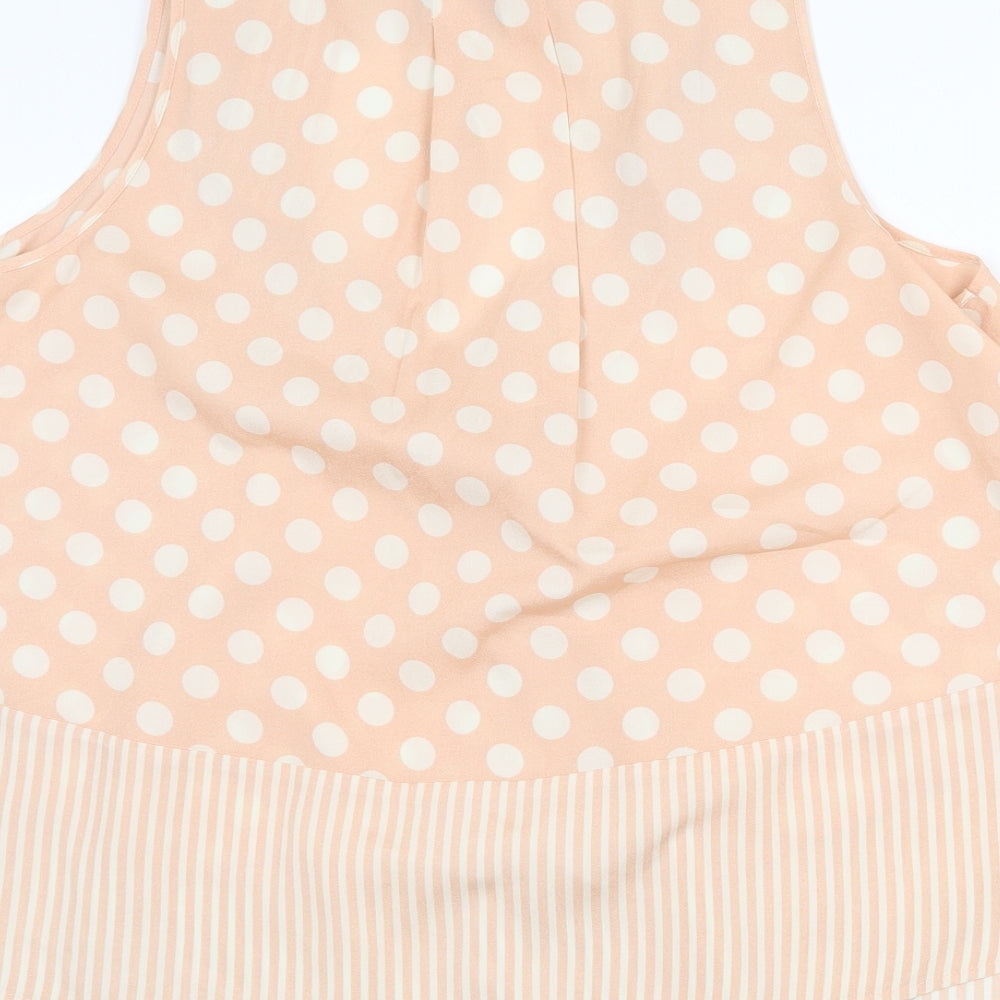 Love 21 Womens Pink Geometric Polyester Basic Tank Size L V-Neck