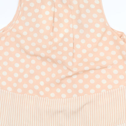 Love 21 Womens Pink Geometric Polyester Basic Tank Size L V-Neck