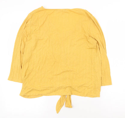 George Womens Yellow Viscose Basic Blouse Size 12 V-Neck