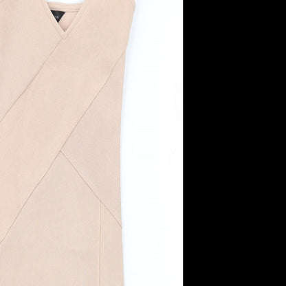 New Look Womens Pink Polyester Bodycon Size 6 V-Neck Pullover