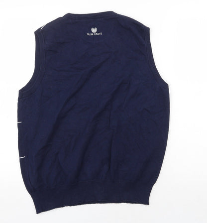 Palm Grove Mens Blue V-Neck Striped Cotton Vest Jumper Size L