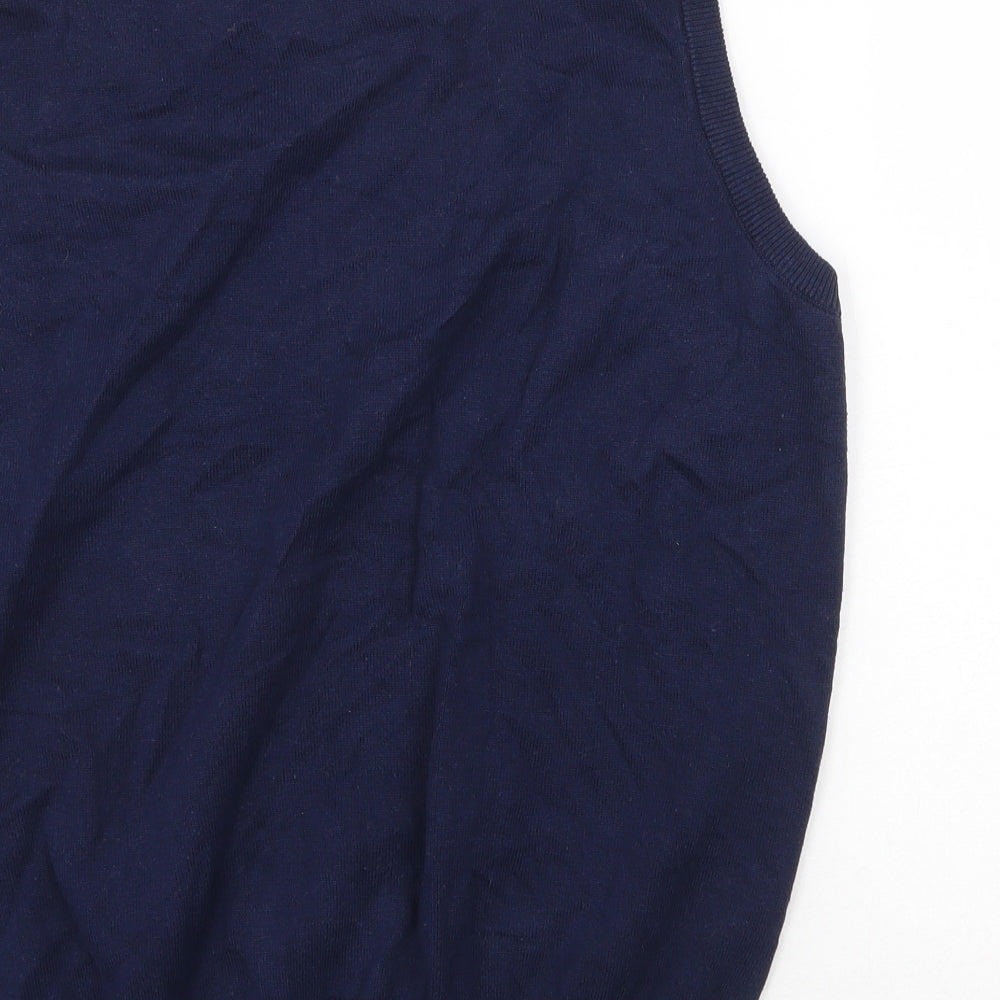 Palm Grove Mens Blue V-Neck Striped Cotton Vest Jumper Size L